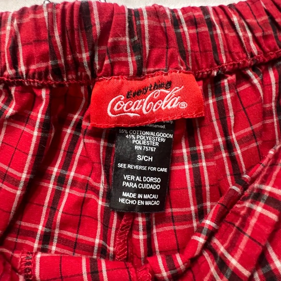 Coca-Cola Coke Adult Pajama Pants Red Plaid Straight Leg Novelty‎ Logo Sz Small - Picture 4 of 12